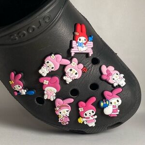 16 pc my melody, cinnamoroll and kuromi croc charms